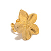 Vintage Gold Stainless Steel Flower Metal Earrings Rings Set Floral Modern Women Gift - Image 9