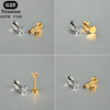 1PC Titanium Zircon Flat Back Earring Flower Ear Studs Lobe Helix Tragus Cartilage Piercing Jewelry 16G - Image 2