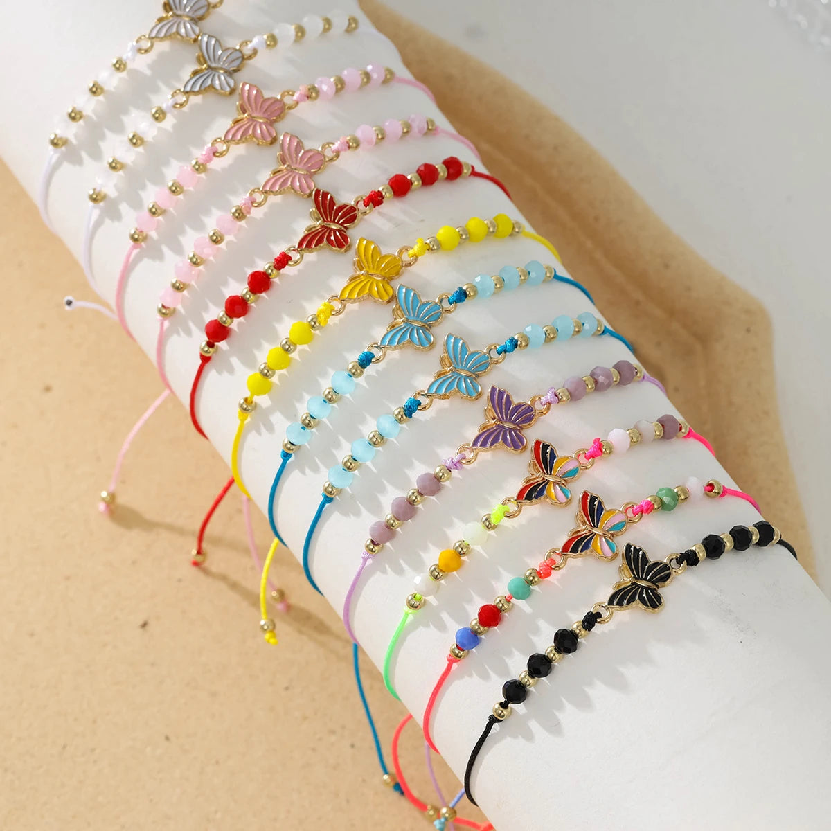 12 piece ocean series starfish butterfly woven stretch bracelet set - Image 1