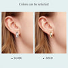 Gold Plated Silver Post Glossy Hoop Earrings, High Polished Statement Jewelry for Women - Image 9