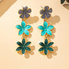 A Pair of European and American Style Oil-Drip Alloy Multi-Layer Flower Pendant Design Women's Earrings, Niche, Fresh and Elegant Ear Accessories - Image 4