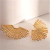 Statement Retro Half Sun Design Stainless Steel Stud Earrings For Women Fan-shape Gold Color Personality Vacation Jewelry Gift - Image 4