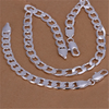Silver Classic men 6MM 8MM Chain Bracelets necklace Jewelry set for woman Charm wedding gifts - Image 1