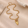 Pendant Necklace with Textured Chain and Multiple Charm Designs - Image 4