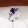 Purple Crystal Champagne Zircon Round Stone Rings For Women Classic Silver Color Wedding Band Engagement Jewelry Birthstone Gift - Image 2