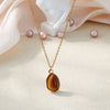 Oval Colorful Stone Necklace For Women Stainless Steel Gold Color Green Opal Stone Pendant Necklace Aesthetic Jewelry Gif - Image 17