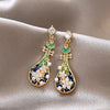 Steel Fun Chinese Style Pink Green Pipa Butterfly Earrings for Women Girl Vintage Chinese Knot Folding Fan Ethnic Style Ear Stud - Image 6