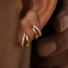 gold zircon ring earrings for women, bohemian retro geometric shape, copper ear clip, jewelry gift - Image 6