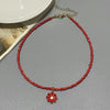 Seed Bead Choker Necklace with Flower Pendant - Image 3