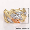 Three-tone Leaf Design Finger Rings for Women Inlaid Dazzling Cubic Zirconia Wedding Band Lady Jewelry - Image 6