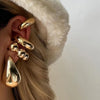 C-Shaped Clip-On Ear Cuff with Water Drop Detail - Image 4