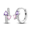 Colorful Cubic Zirconia Huggie Hoop Earrings in Flower Butterfly and Clover Designs - Image 11