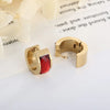 Round Crystal Glass Hoop Earrings for Women Men Gold Silver Black Color Semi-circle Stainless Steel Earring Women's Jewelry - Image 6