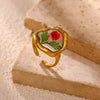Heart Oval Eternity Flower Ring for Women Stainless Steel Gold Color Open Rings Summer Dopamine Jewelry - Image 7