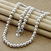 Silver 6mm Smooth Beads Ball Chain Necklace For Women Wedding Engagement Jewelry 45cm - Image 2