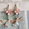 Spring Pink Flower Dangle Earrings for Women, Fairy Charms Floral Leaf Earrings Summer Holiday Pendants Earrings Jewelry Gifts - Image 4
