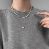Double Layered Love Heart Pendant Necklace for Women Simple Necklace Chain Jewelry - Image 2