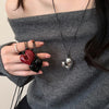 Red Heart Pendant Necklace Vintage 80s Aesthetic Love Inspired Choker Romantic Heart Necklace for Women - Image 2