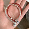 Silver Bracelet Red Persimmon Beaded Elastic Lucky Good For Woman Girl Jewelry Gift - Image 6