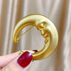women gold plated moon brooch, vintage suit coat accessories pins jewelry - Image 3