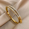 Greatera Zipper Cubic Zircon Filled Sparkly Buckle Bracelet Ring For Men Personality Design Stainless Steel Women's Jewelry - Image 7