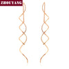 Ear Line For Women Simple Spiral Earrings Rose Gold Color Jewelry Brithday Friendship Gift - Image 6