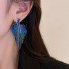 Full Rhinestone Long Tassel Earrings Women Blue Color Geometric Drop Earring Statement Accessories Party Gifts - Image 4