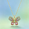 Colorful Zircon Floral Butterfly Necklace Earrings Bracelet Ring Ladies Garden Style Accessories - Image 2