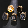 Irregular Geode Stone Agate Slices Wide Open Ring for Women Boho Resizable Finger Jewelry - Image 5