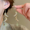 Lily Of The Valley Leaf Water Drop Resin Dangle Earrings Women Partysu Earring Hook Vintage Cheongsam Jewelr K - Image 1