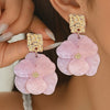 Elegant and Three-Dimensional Acetate Acrylic Double-Layer Flower Splicing Earrings, Fairy-Like Niche Earrings - Image 1