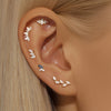 Silver Zircon Stud Earrings 1PC Eight pointed star Women Gold/Silver Heart Flat back piercing Jewelry Gift - Image 53