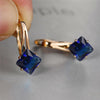 Cute Female Champagne Square Jewelry Crystal Zircon Stone Hoop Earring Rose Gold Color Wedding Earrings For Women - Image 21
