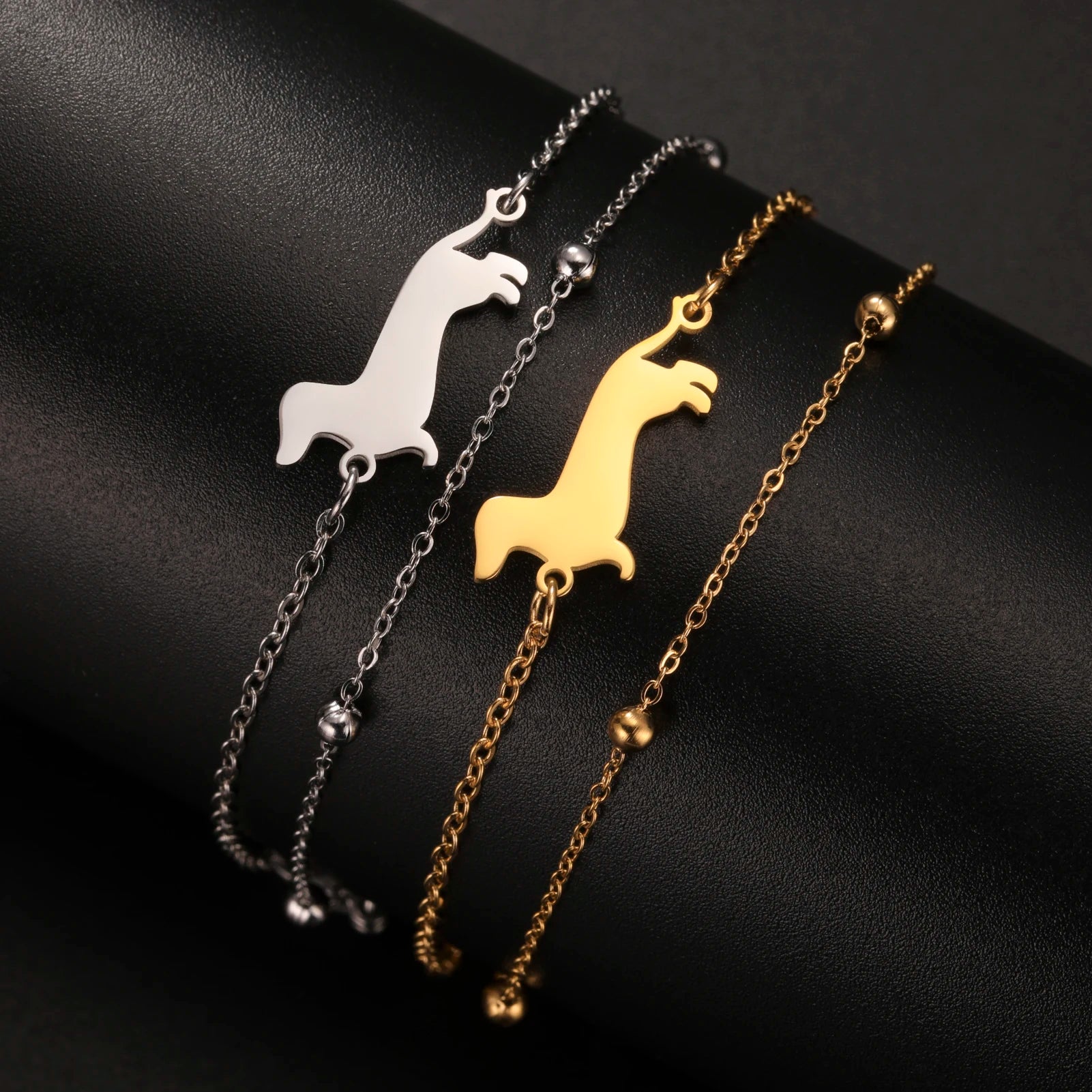 Cute Dachshund Dog Stainless Steel Bracelet for Women's Valentine's Day Commemorative Day Jewelry and Gift - Image 1