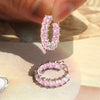 Princess Square Cubic Zirconia Hoop Earrings Ear Circle Earrings for Women Versatile Female Jewelry - Image 4