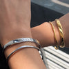 Versatile Stainless Steel Two Color Smooth Circle Bracelet Bangle Set For Women Jewelry Daily Wear - Image 2