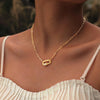 Pave Zircon Pin Pendant Neckalce for Women, Adjustable Stainless Steel Paperclip Chain Jewelry - Image 1