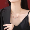 Silver Lucky Clover Four-Leaf Pendant Necklace for Women Colorful Flower Clavicle Chain Jewelry Gifts - Image 1