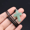 Charm Natural Semiprecious Stone Cross Shape Crystal Tiger Eye Agate Pendant Necklace Jewelry Gift for Women 25x18mm - Image 31
