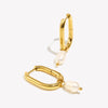 Jewelry Stainless Steel Gold Plated U Shape Freshwater Pearl Charm Hoop Ring Earring For Woman - Image 6