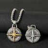 Two Tone Compass Pendant men's Necklace Stainless Steel Retro Hip-hop Style Silver Color Neck Chain Jewelry - Image 1