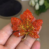 Enamel Blue Rhinestone Maple Leaf Brooches for Women Design Vintage Metal Casual Office Brooch Pin Party Wedding Gift - Image 5