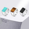 Stainless Steel Square Stone Ring for Men Boys, Turquoise Tiger Eye Thumb Rings for Men, 12.8mm Width Signet Ring - Image 2