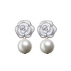 Skeds Korean Style 5 Numbers Pearl Crystal Flower Earrings For Women Camellia Elegant Lady Party Jewelry Ear Rings - Image 7