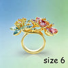 Colorful Zircon Floral Butterfly Necklace Earrings Bracelet Ring Ladies Garden Style Accessories - Image 4