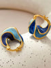 Enamel Blue Color Metal Texture Small Hoop Earrings for Women Gold Plated Statement Ear Buckle Creative Jewelry Gifts - Image 14