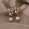 Pearl Vintage Geometric Simple Micro Inlaid Hollow Flower Women Dangle Earrings Sweet Elegant Lady Jewelry - Image 2