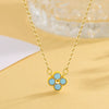 Silver Lucky Clover Four-Leaf Pendant Necklace for Women Colorful Flower Clavicle Chain Jewelry Gifts - Image 4