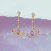 Hollow Moon Earring For Women Cute Gold-plated Pink Water Drop Zircon Heart Stud Earrings Aesthetic Jewelry Gift - Image 3