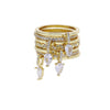 Gold Color Micro Pave Tear Drop CZ Tassel Link Chain Dome Ring For Women Girls Bling Cubic Zirconia Finger Jewelry Gift - Image 10
